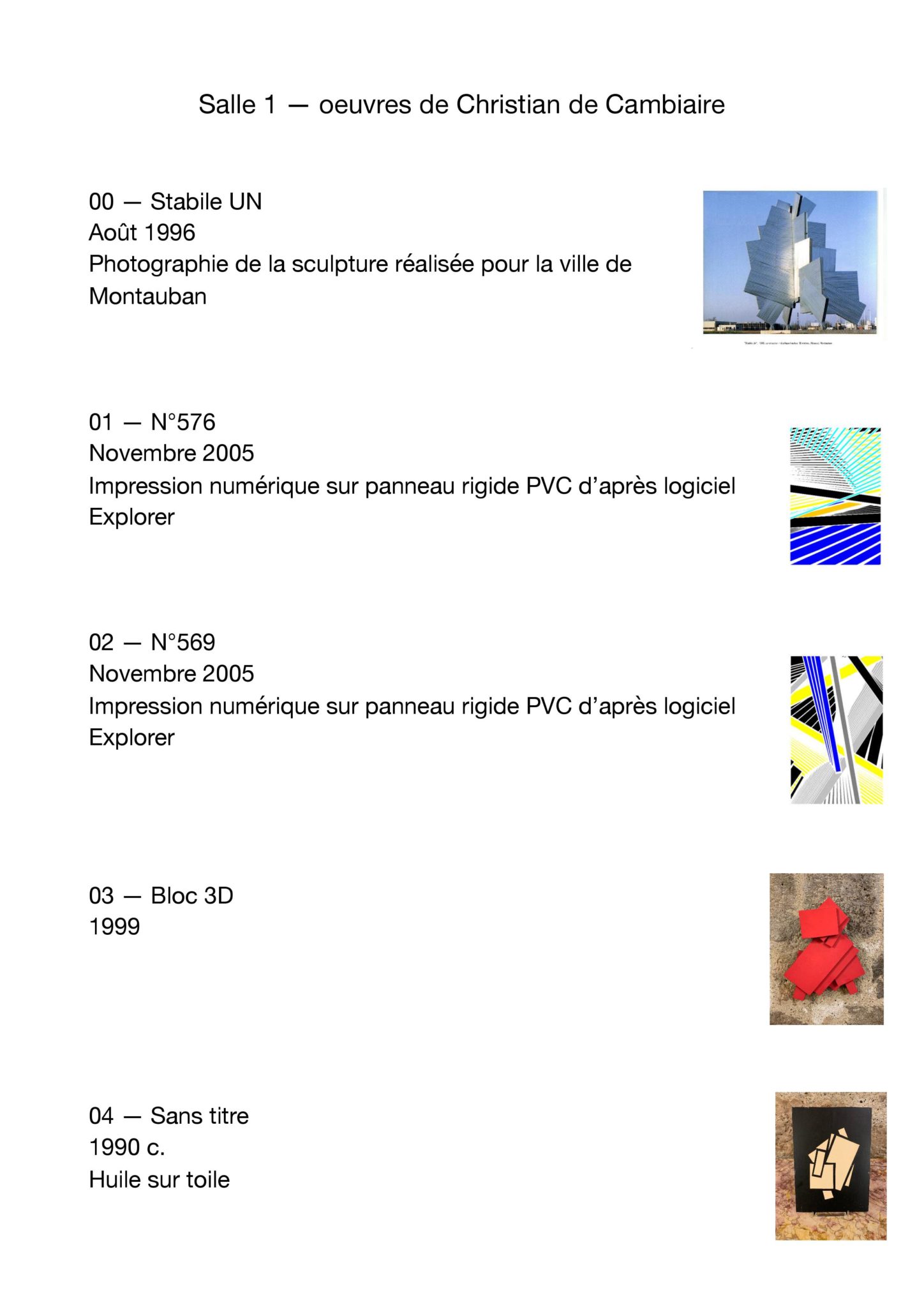Pour visiter l'expo Christian de Cambière